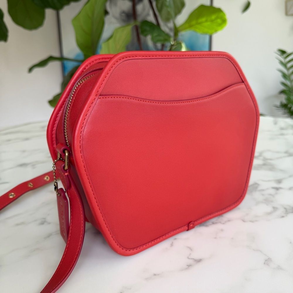 COACH Originals Archival Zip Geometric Pouch Leather Crossbody Bag Carmine Red - Picture 16 of 16